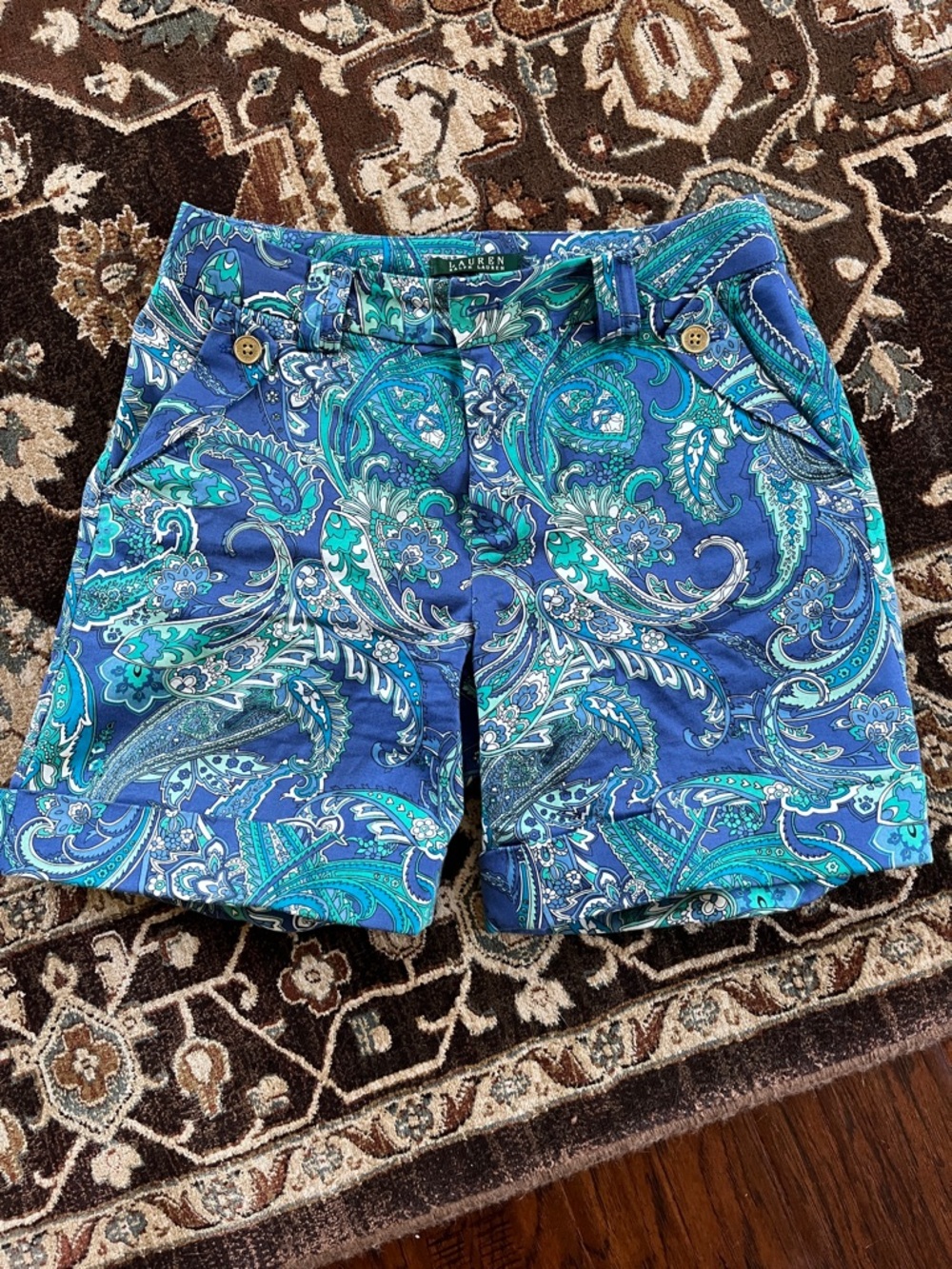 Ralph Lauren Blue & Teal Paisley Cotton Shorts